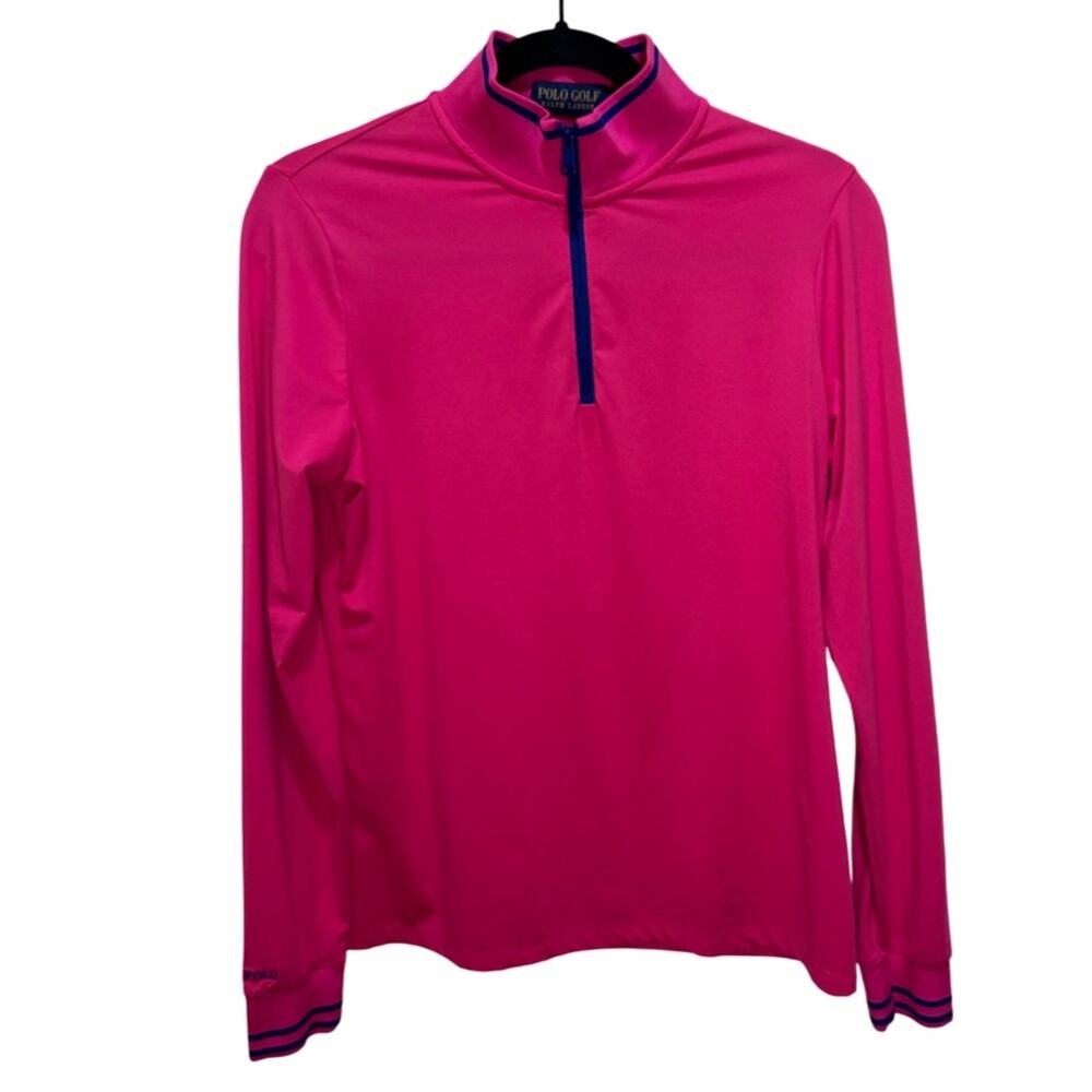 Ralph Lauren Polo Golf Womens 1/4 Zip Extreme Jersey Pullover Pink Sz M
